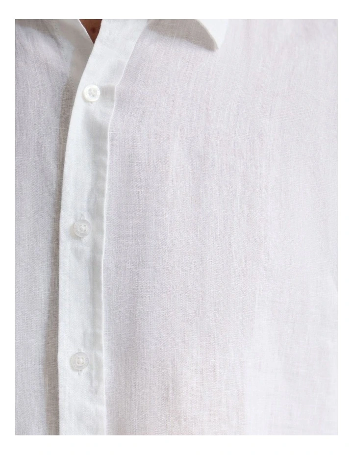 Cooper Long Sleeve Organic Linen Shirt in White image 6