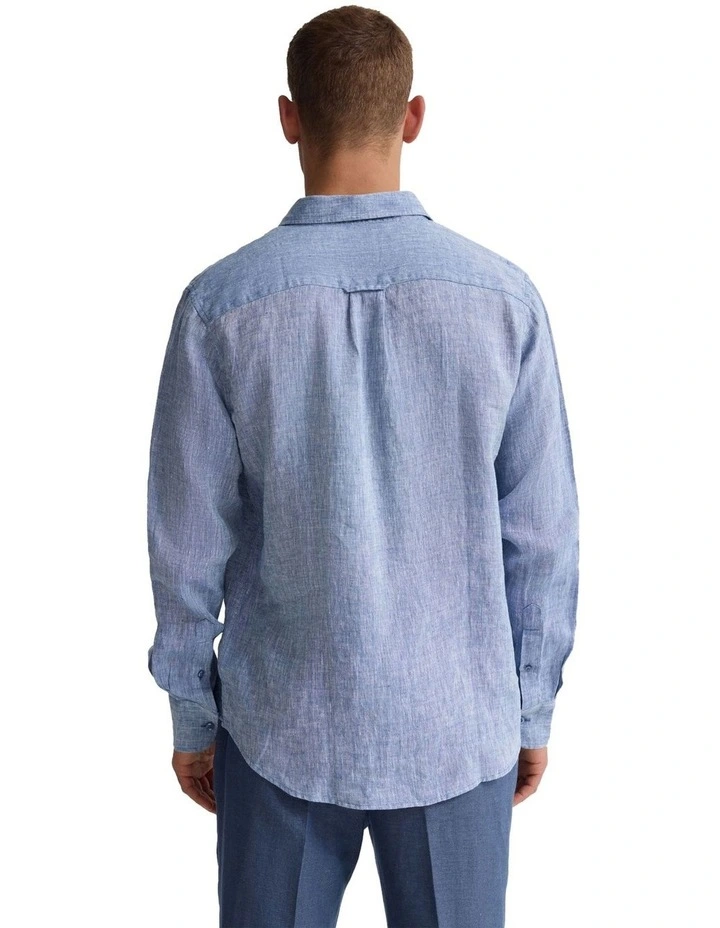Cooper Organic Linen Long Sleeve Shirt in Indigo image 2