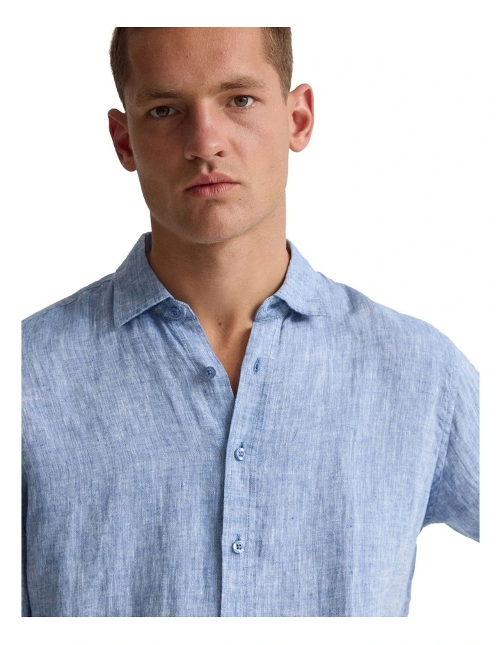 Cooper Organic Linen Long Sleeve Shirt in Indigo image 4