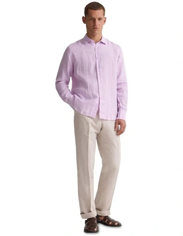 Cooper Organic Linen Long Sleeve Shirt in Thistle