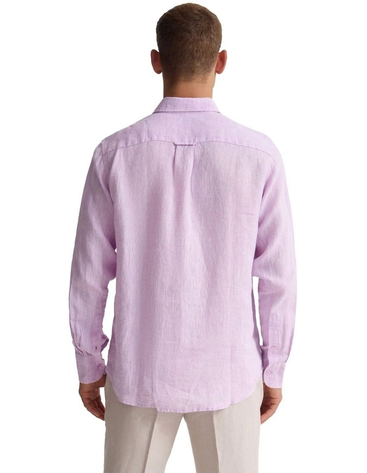Cooper Organic Linen Long Sleeve Shirt in Thistle image 2