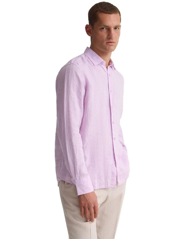 Cooper Organic Linen Long Sleeve Shirt in Thistle image 3