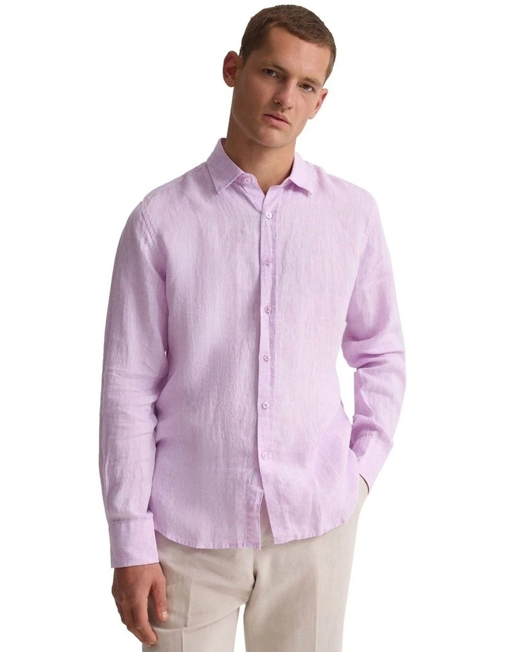 Cooper Organic Linen Long Sleeve Shirt in Thistle image 5