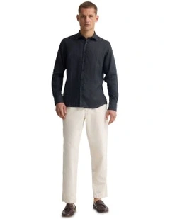Cooper Organic Linen Long Sleeve Shirt in Black