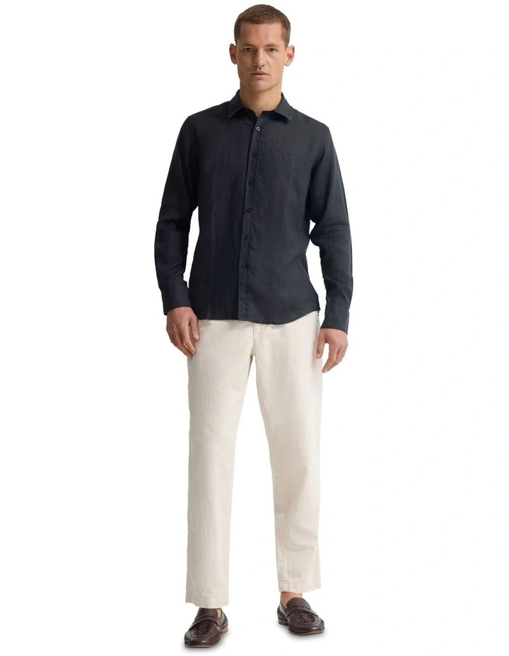 Cooper Organic Linen Long Sleeve Shirt in Black image 1