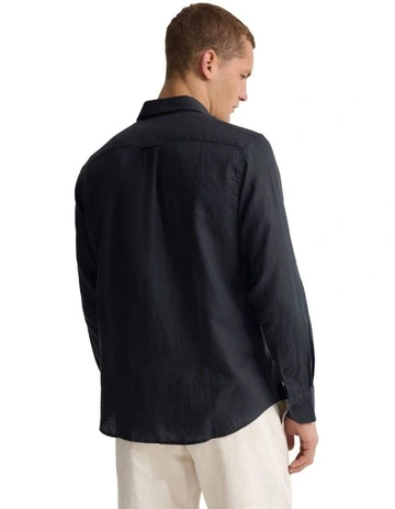 Cooper Organic Linen Long Sleeve Shirt in Black
