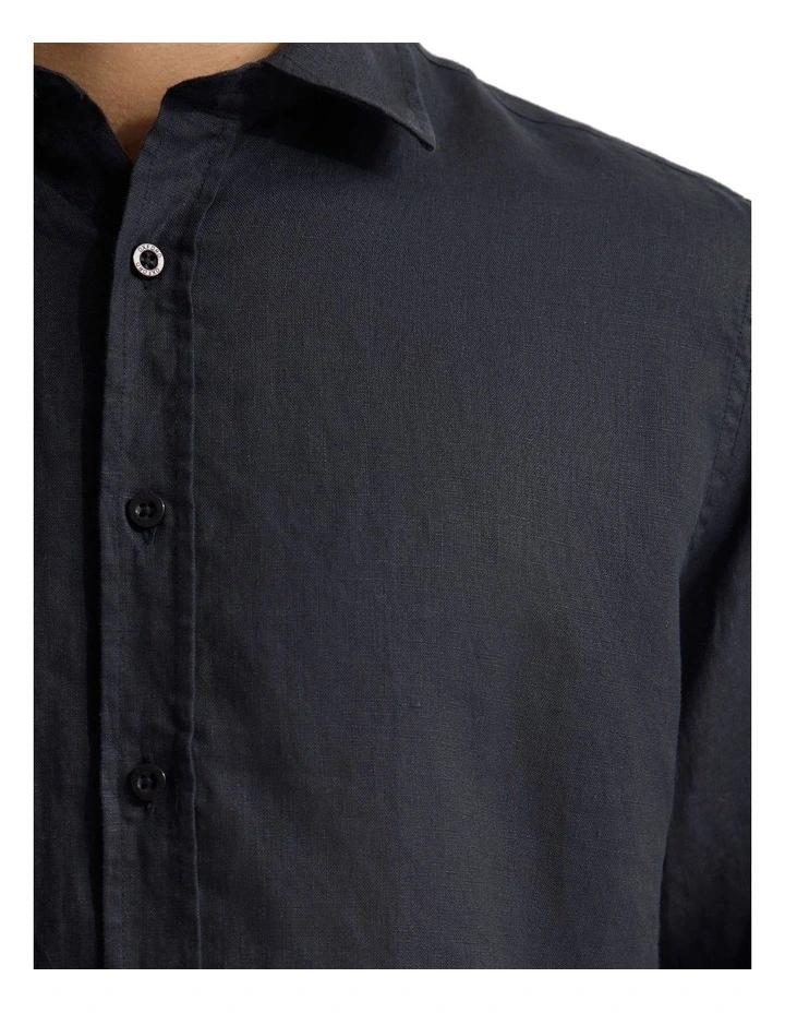 Cooper Organic Linen Long Sleeve Shirt in Black image 6