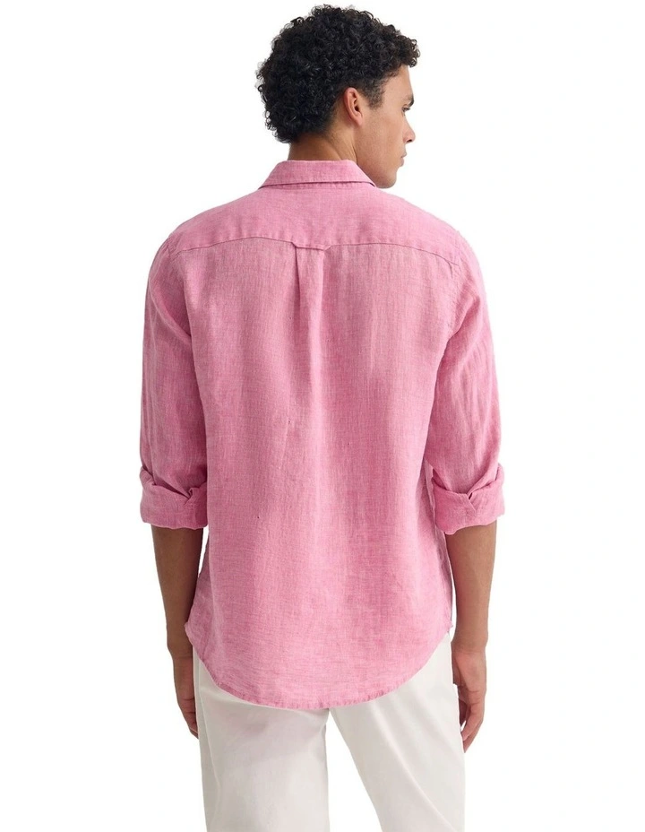 Cooper French Linen Long Sleeve Shirt in Red image 2