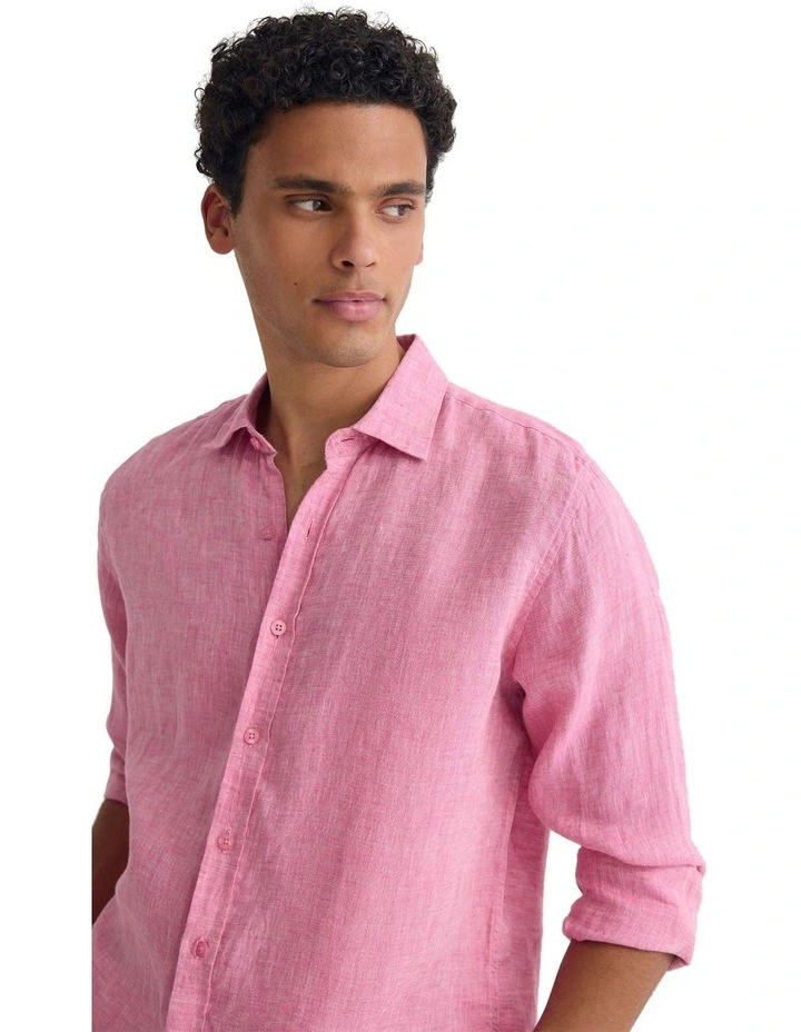 Cooper French Linen Long Sleeve Shirt in Red image 4