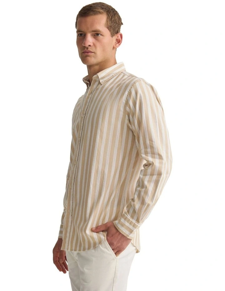 Holloway Luxury Stripe Shirt in Beige image 3