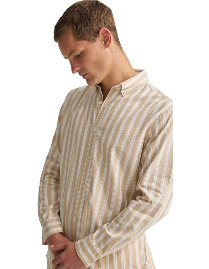Holloway Luxury Stripe Shirt in Beige image 4