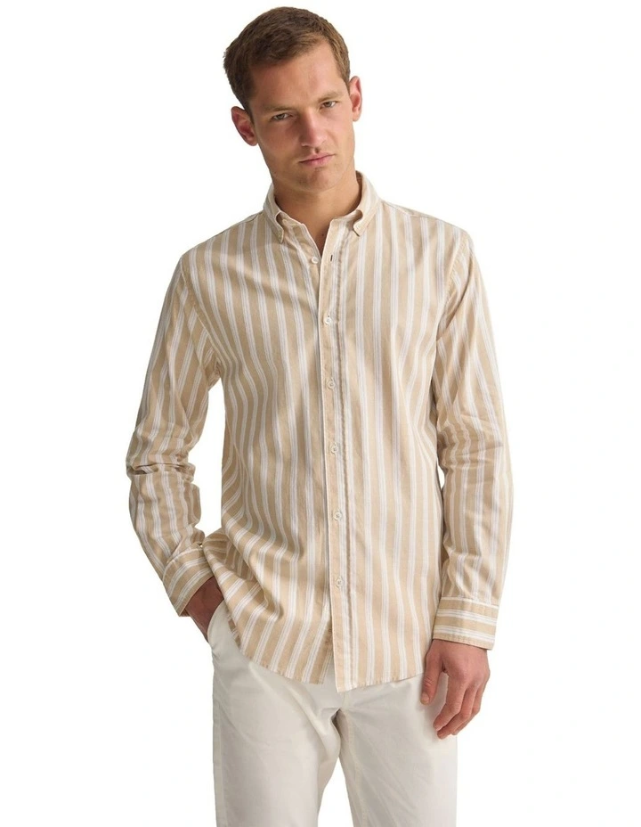 Holloway Luxury Stripe Shirt in Beige image 5