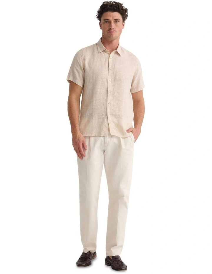 Leyton French Linen Short Sleeve Shirt in Natural image 1