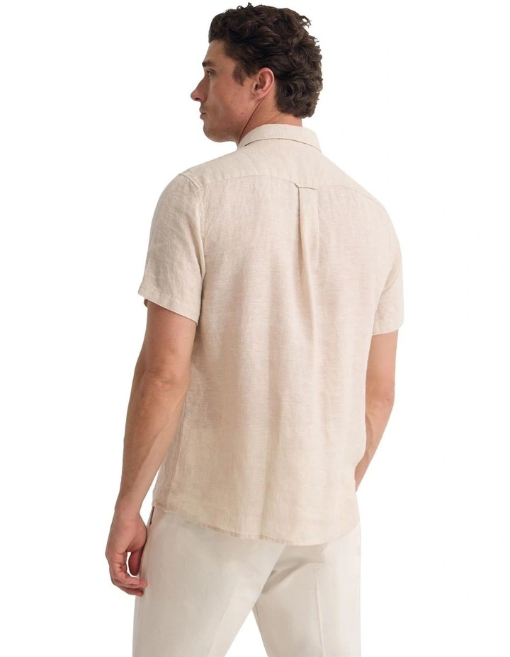 Leyton French Linen Short Sleeve Shirt in Natural image 2