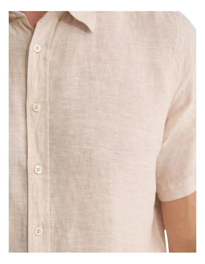 Leyton French Linen Short Sleeve Shirt in Natural image 6