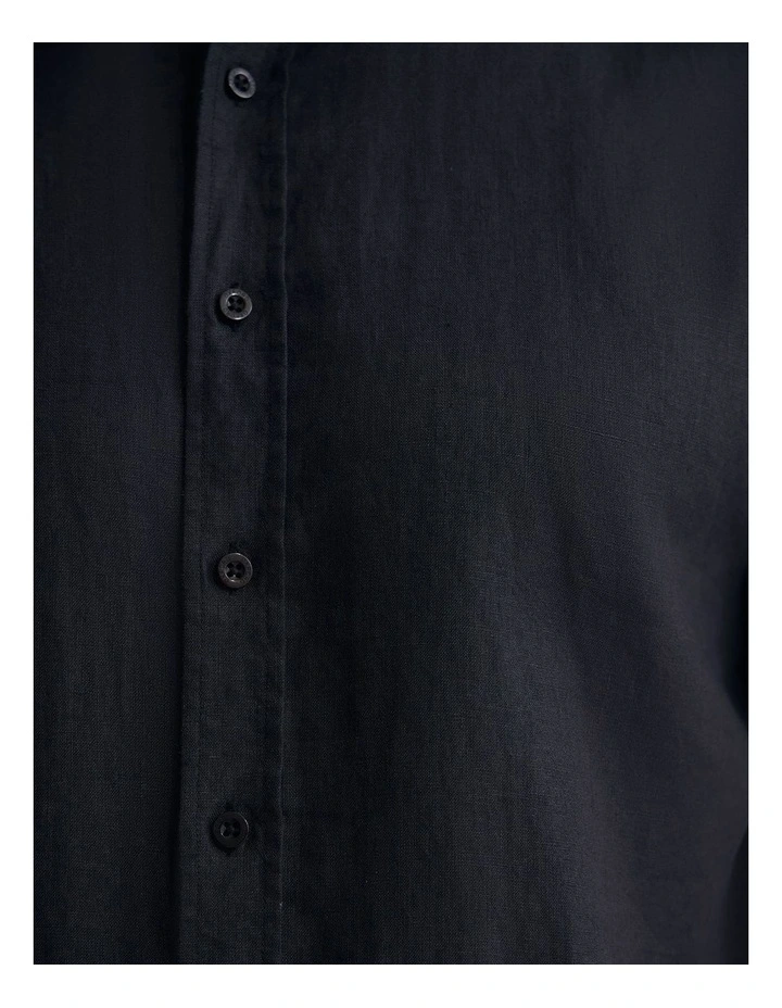 Leyton French Linen Short Sleeve Shirt in Black image 6