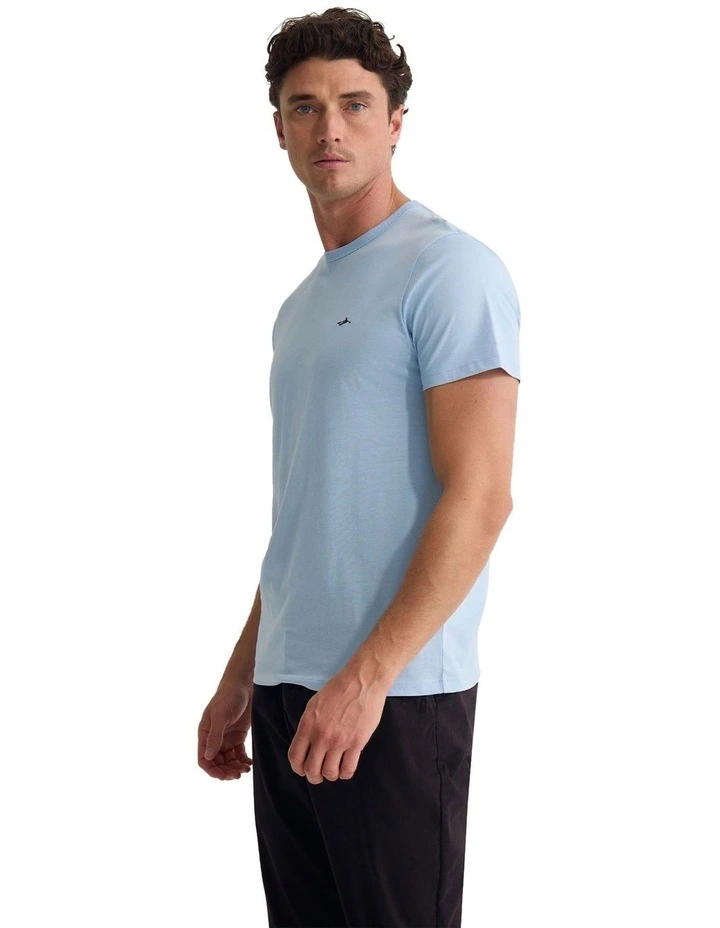 Ben Organic Crew Neck T Shirt in Blue image 3
