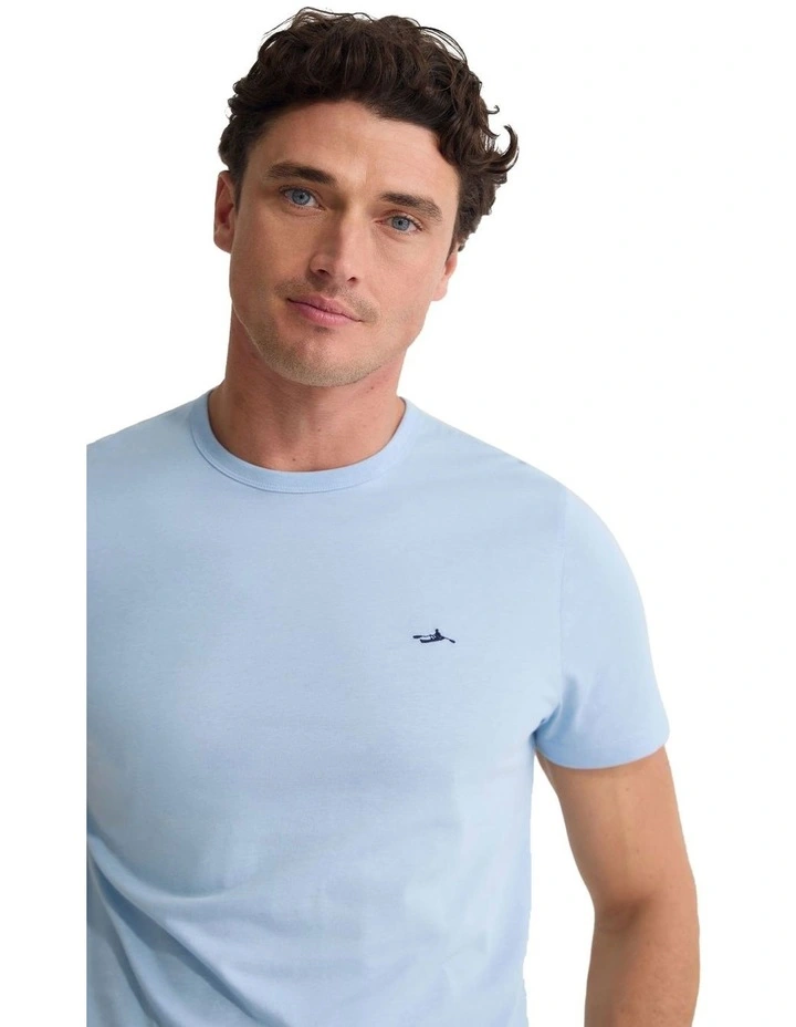 Ben Organic Crew Neck T Shirt in Blue image 4