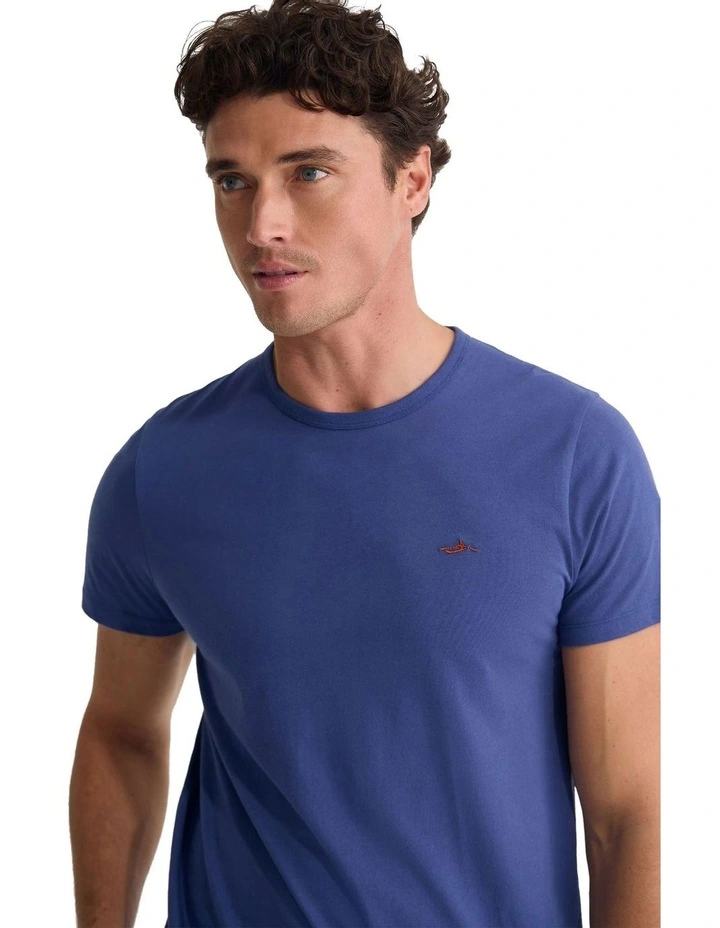 Ben Organic Crew Neck T Shirt in Navy image 3