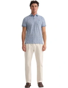 Milo Printed Jersey Polo Shirt in Blue