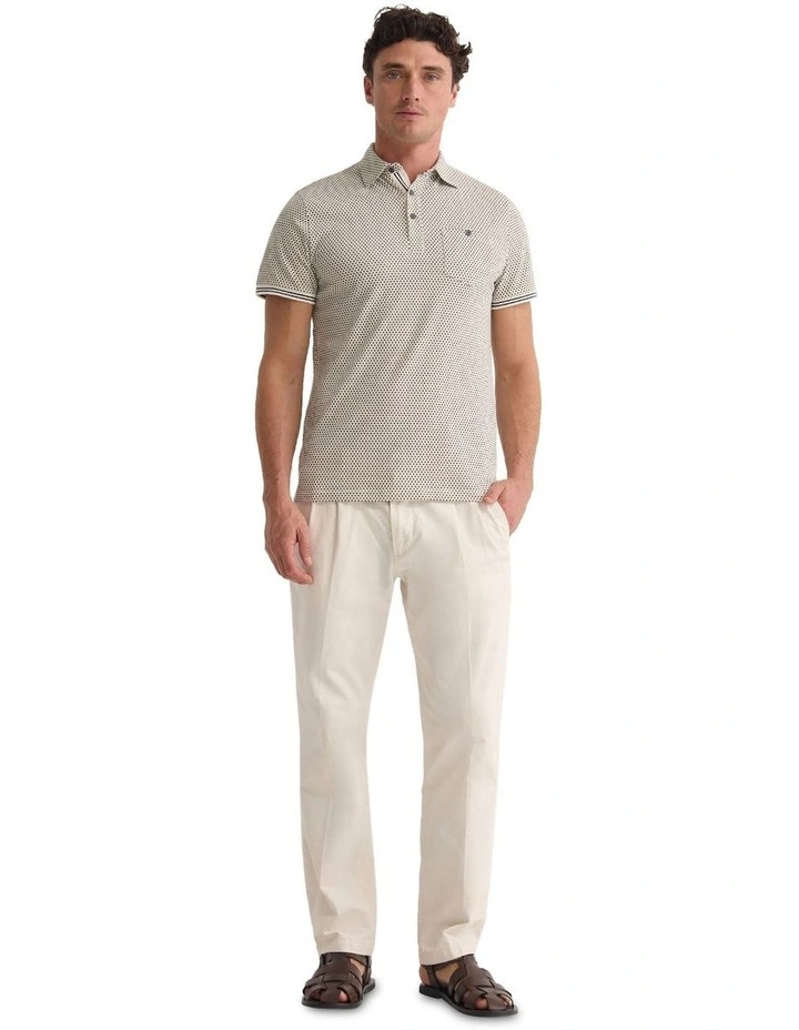 Milo Printed Jersey Polo Shirt with Pocket in Grey image 1