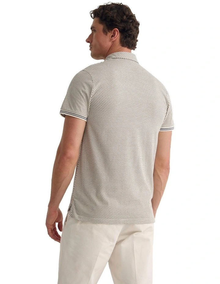 Milo Printed Jersey Polo Shirt with Pocket in Grey image 2