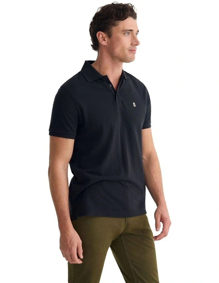 Dustin Organic Cotton 'O'Emb Polo Shirt in Black image 3
