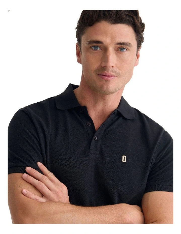 Dustin Organic Cotton 'O'Emb Polo Shirt in Black image 4