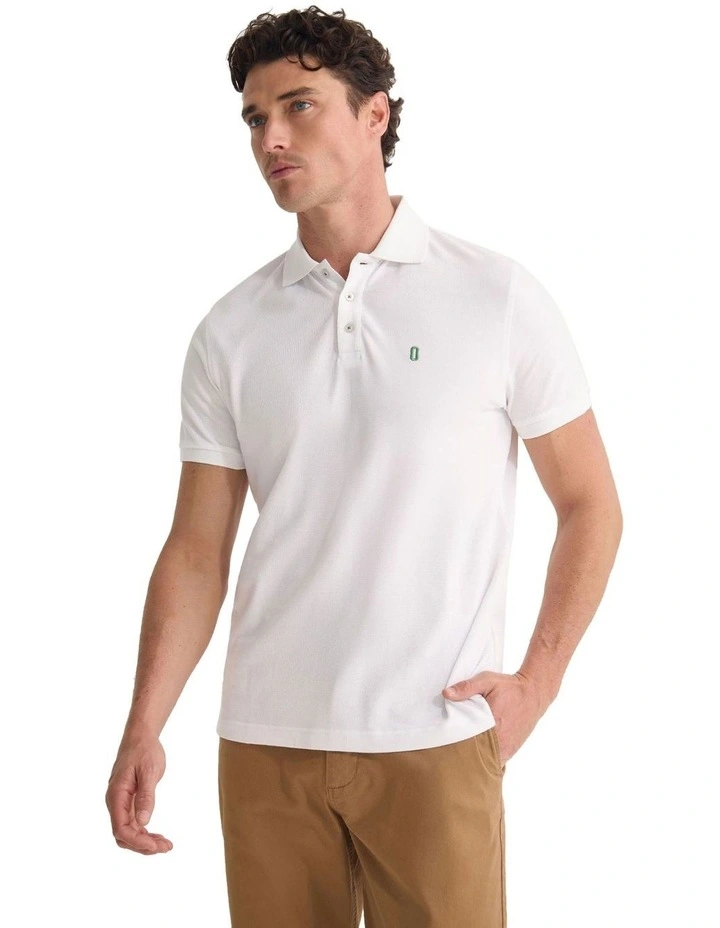 Dustin Organic Cotton 'O'Emb Polo Shirt in White image 3