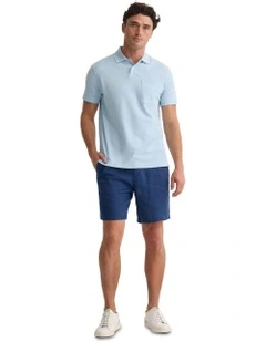 Theo Organic Cotton Pique Polo Shirt in Sky