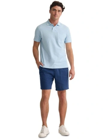 Theo Organic Cotton Pique Polo Shirt in Sky