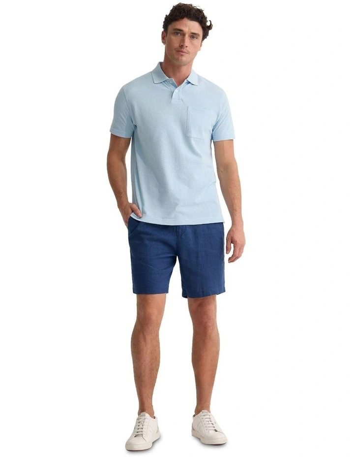 Theo Organic Cotton Pique Polo Shirt in Sky image 1