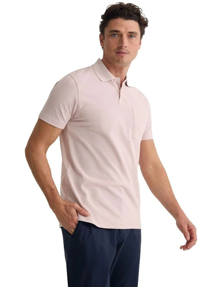 Theo Organic Cotton Pique Polo Shirt in Thistle image 2