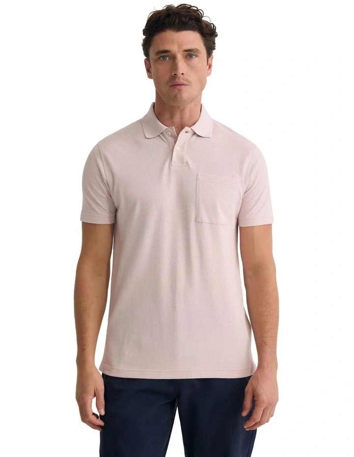 Theo Organic Cotton Pique Polo Shirt in Thistle image 4