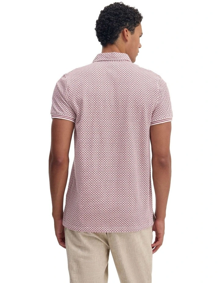 Milo Print Jersey Polo With Pocket in Brick image 2
