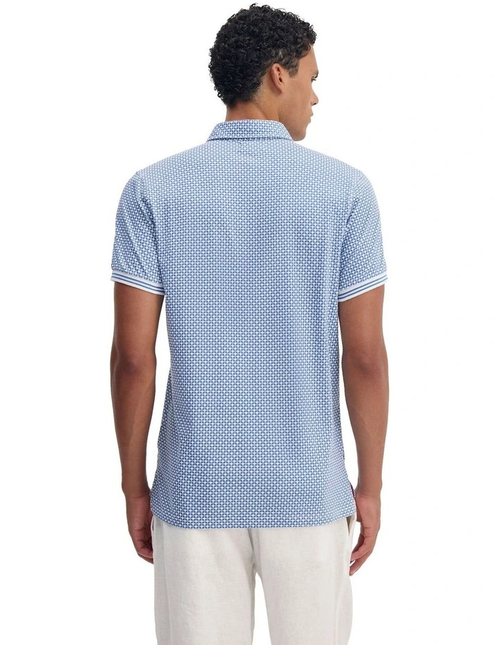 Milo Print Jersey Polo With Pocket in Blue image 2
