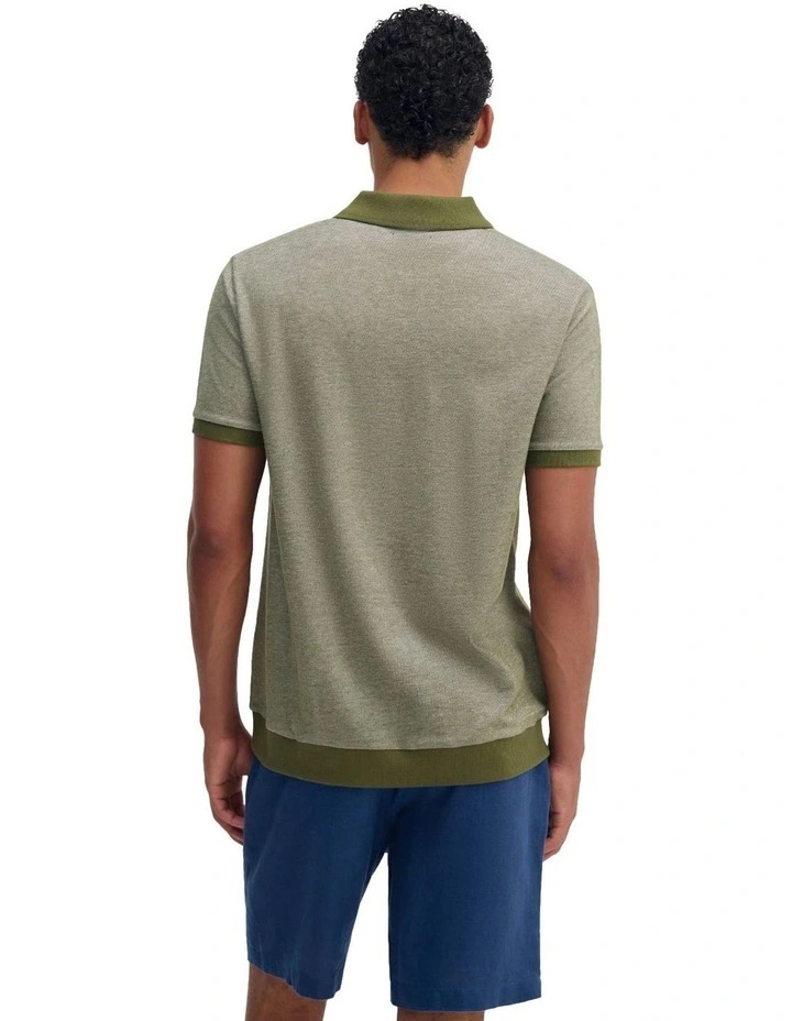 Andre Organic Cotton Polo in Olive image 2