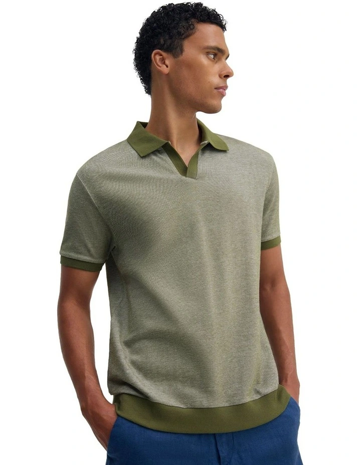Andre Organic Cotton Polo in Olive image 4