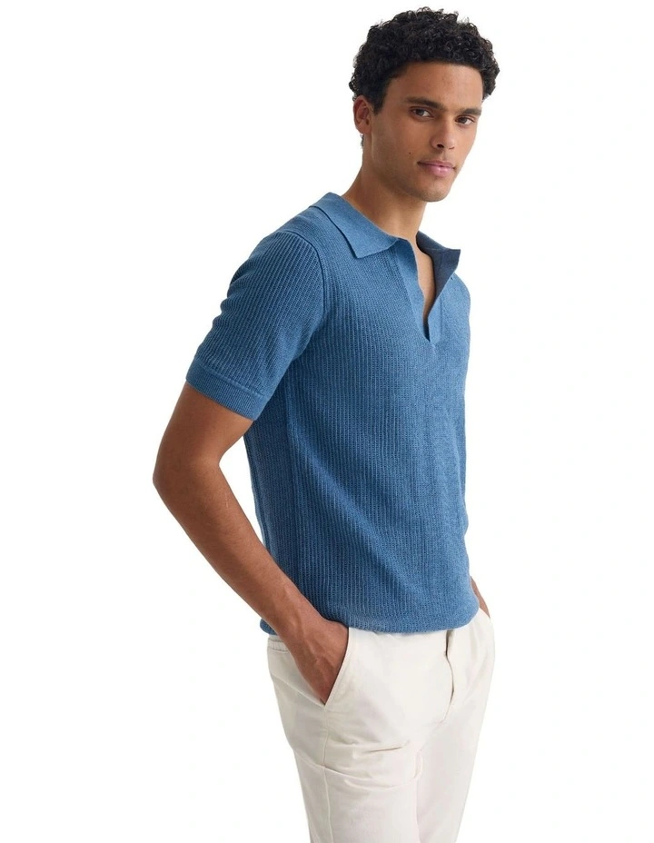 Huck Lined Knitted Polo image 3