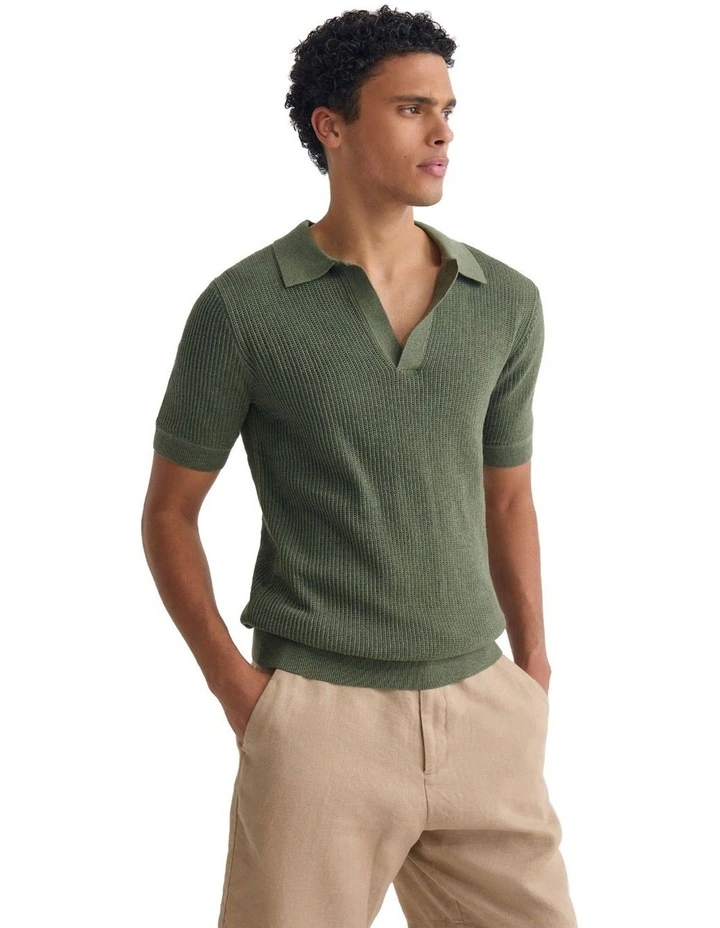 Huck Lined Knitted Polo image 3