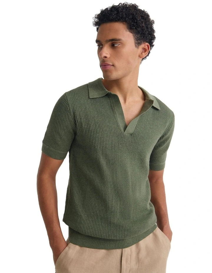 Huck Lined Knitted Polo image 4