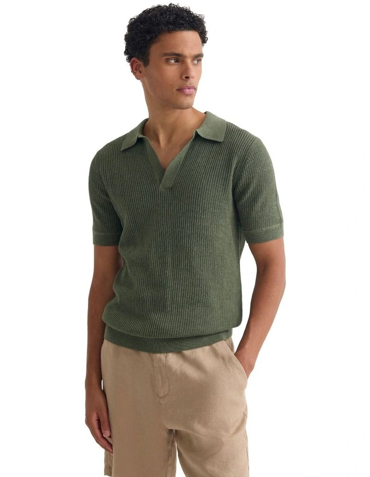 Huck Lined Knitted Polo image 5