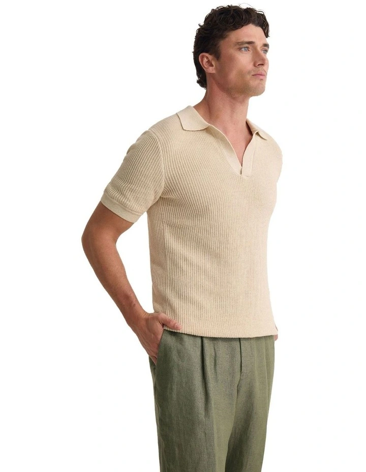 Huck Lined Knitted Polo image 3