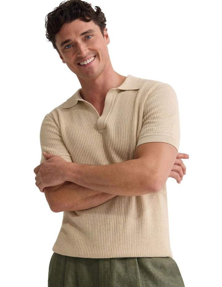 Huck Lined Knitted Polo image 4