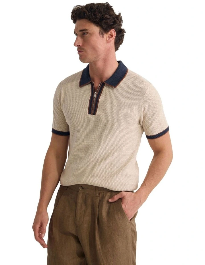 Holden Zip Neck Knitted Polo image 3