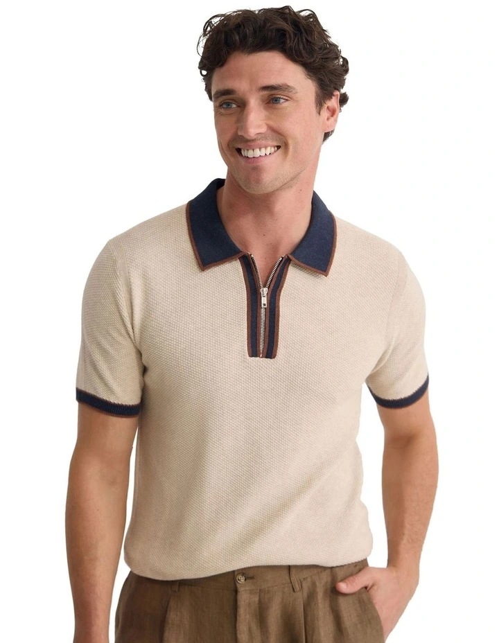 Holden Zip Neck Knitted Polo image 4