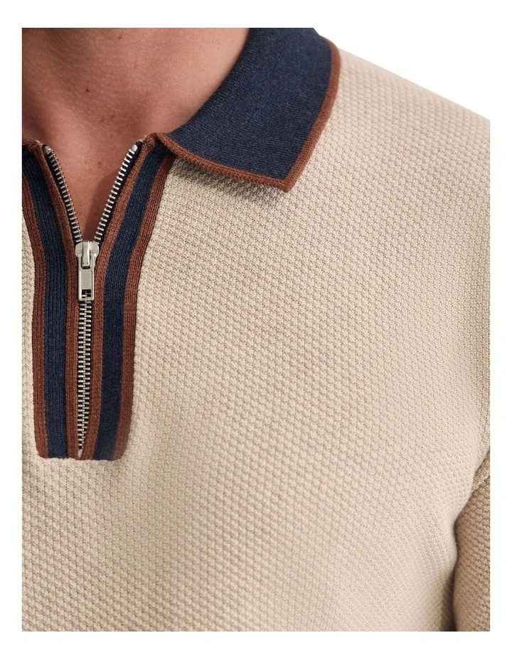 Holden Zip Neck Knitted Polo image 6