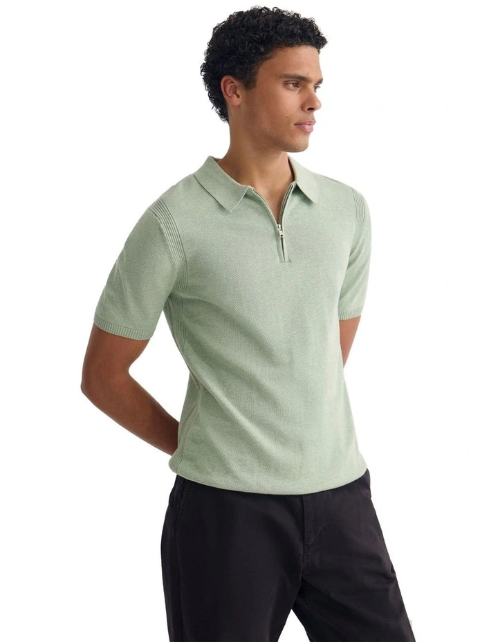 Otis Zip Neck Knitted Polo image 3