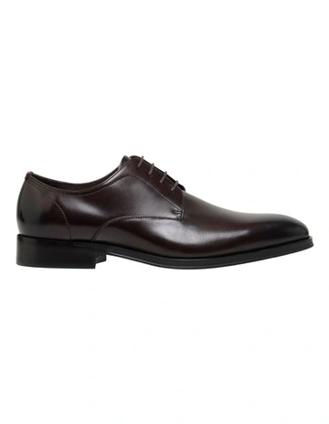 Ezra Lace Up Leather Derby Shoes in Dark Brown