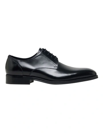 Ezra Lace Up Leather Derby Shoe in Black